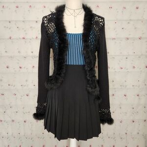 Teal Mesh and Velvet Striped Bodysuit